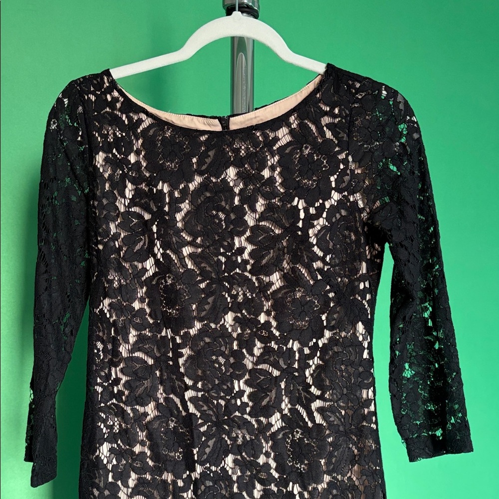 Vince Camuto Black Lace Long Sleeve Dress
